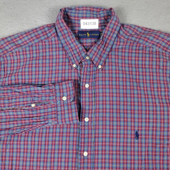 Ralph Lauren Other - Ralph Lauren Mens 2XLT Blue Red Plaid Pony Button Up Long Sleeve Shirt 2XL Tall